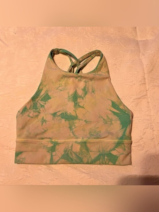 lululemon athletica Other - Lululemon Green/Cream Tie-Dye Criss-Cross Back Sports Bra-Small- EUC